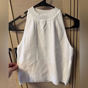 Aqua White Sleeveless Tank Top